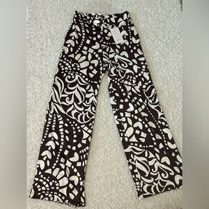 NWT XS JOIE fun and funky wide leg, high waist flowy boho silky printed pants